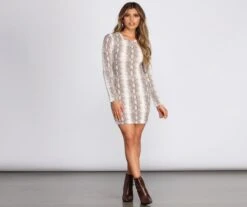 Windsor. Snake Print Waffle Knit Mini Dress -Specialtycookwareus 06002 0336 4