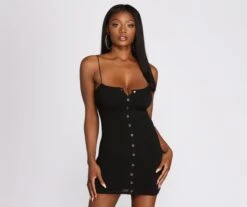 Windsor. Button Up Ribbed Mini Dress -Specialtycookwareus 06002 0386 1 ec8f378e 1967 41f2 b87d 676acb50f03d