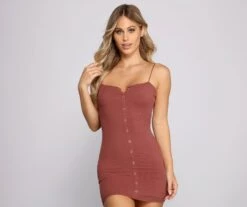 Windsor. Button Up Ribbed Mini Dress -Specialtycookwareus 06002 0639 1 b681128a 3994 44e7 8d84 9bc3fa05677d