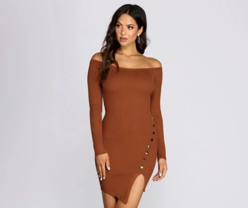 Windsor. Stylishly Snapped Sweater Dress -Specialtycookwareus 06005 0170 1