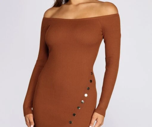 Windsor. Stylishly Snapped Sweater Dress -Specialtycookwareus 06005 0170 2