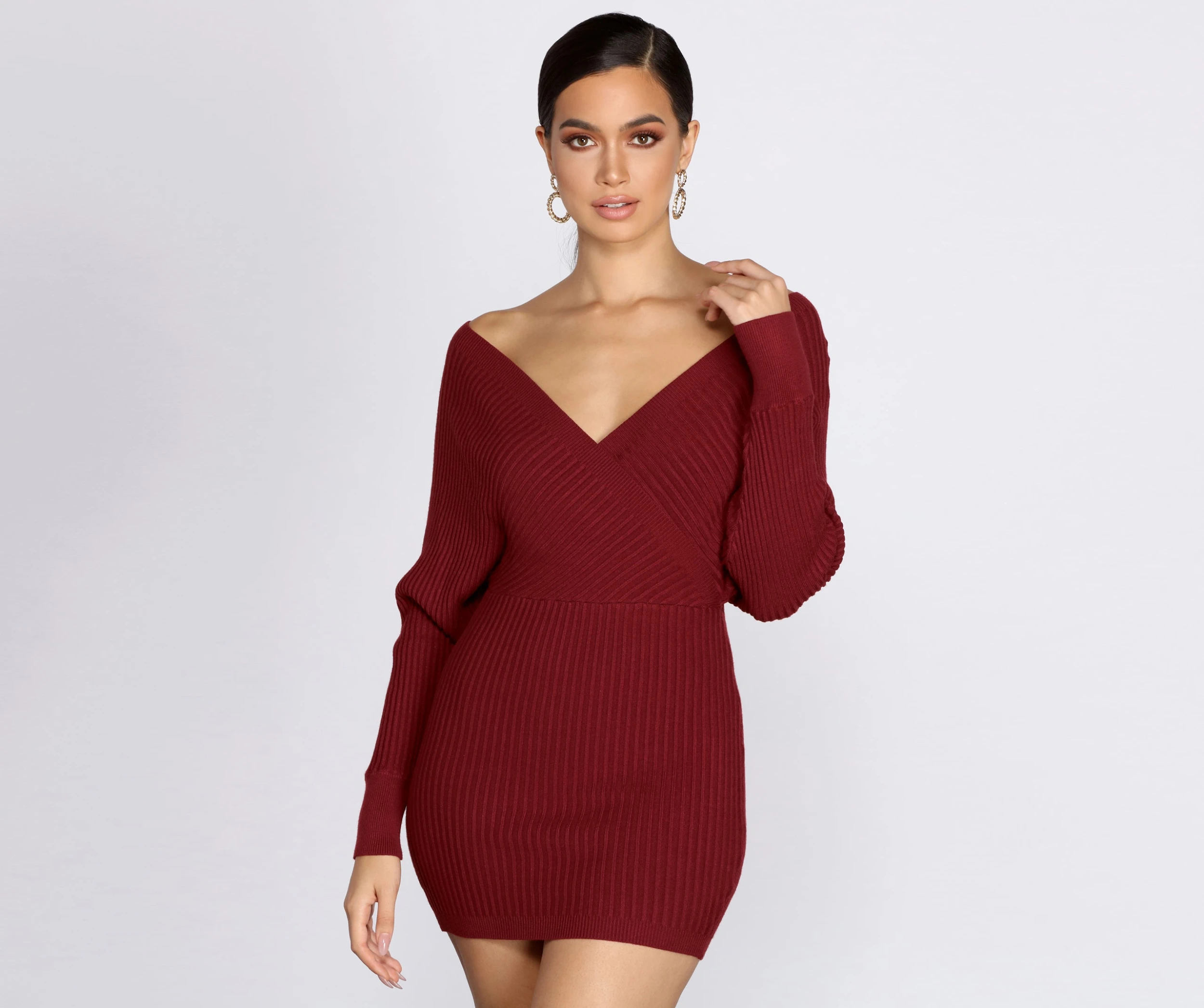 Ribbed Knit Surplice Mini Dress Windsor. Ribbed Knit Surplice Mini Dress -Specialtycookwareus 06005 0222 1