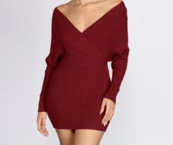 Windsor. Ribbed Knit Surplice Mini Dress 4 Windsor. Ribbed Knit Surplice Mini Dress -Specialtycookwareus 06005 0222 3