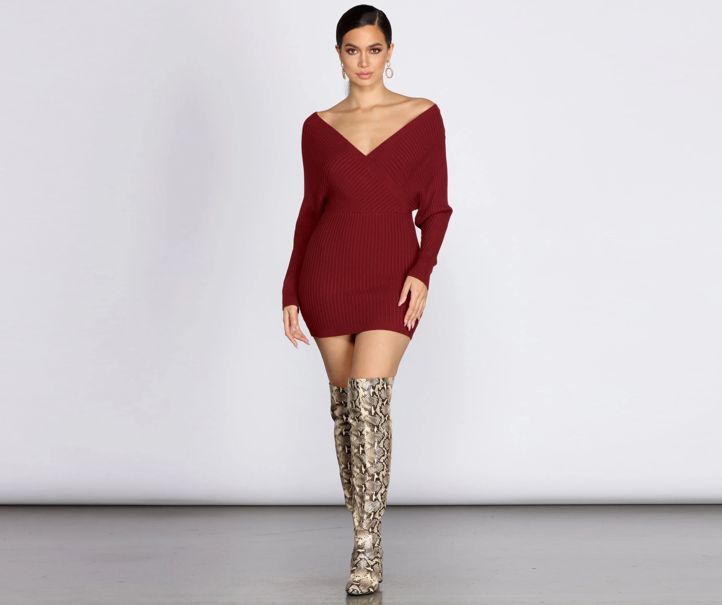 Ribbed Knit Surplice Mini Dress Windsor. Ribbed Knit Surplice Mini Dress -Specialtycookwareus 06005 0222 4