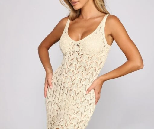 Windsor. Laid Back Glamour Crochet Knit Midi Dress -Specialtycookwareus 06005 0674 3