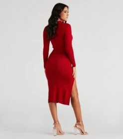 Windsor. Basic Ribbed Knit High Slit Midi Dress -Specialtycookwareus 06005 1174 2 09aff554 bad7 4202 97f3 baf04ac5fb25